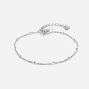 Fijne bolletjes armband zilver/wit