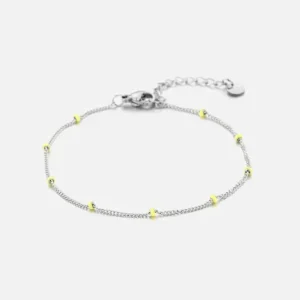 Fijne bolletjes armband zilver/geel