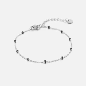 Fijne bolletjes armband zilver/zwart