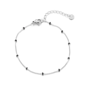 Fijne bolletjes armband zilver/zwart