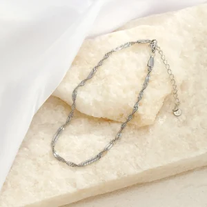 Gedraaide enkelband zilver