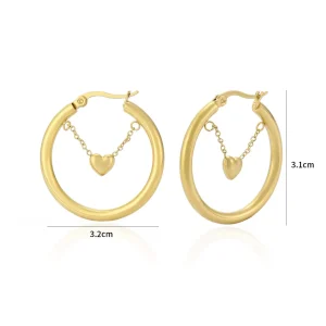 Hoops met hartje goud