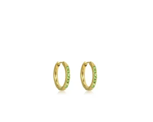 Hoops met steentjes groen/goud