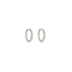 Hoops met steentjes groen/zilver