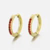 Hoops met steentjes rood/goud