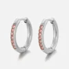 Hoops met steentjes roze/zilver