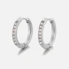 Hoops met steentjes wit/zilver