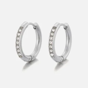 Hoops met steentjes wit/zilver