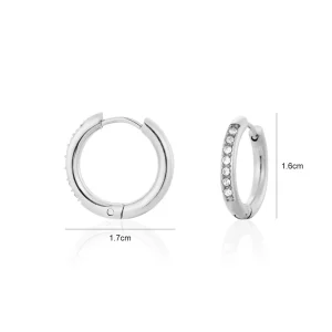 Hoops met steentjes wit/zilver