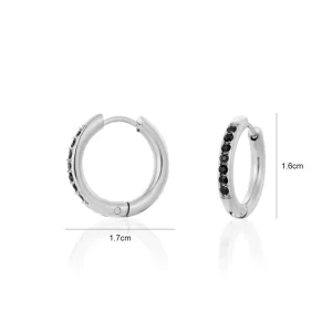 Hoops met steentjes zwart/zilver