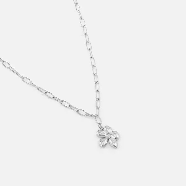 Ketting flower zilver