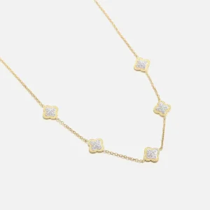 Ketting klaver steentjes goud