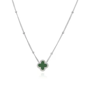 Ketting lucky zilver/groen