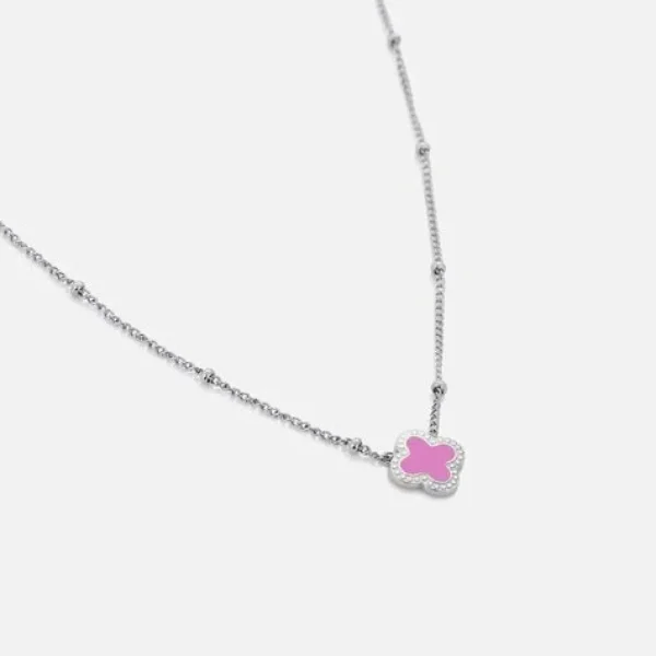 Ketting lucky zilver/roze