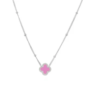 Ketting lucky zilver/roze