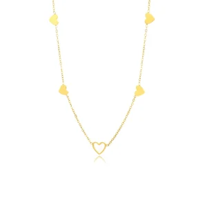 Ketting vier gesloten hartjes goud