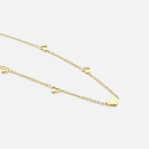 Ketting vier open hartjes goud