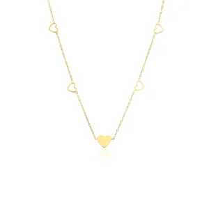 Ketting vier open hartjes goud