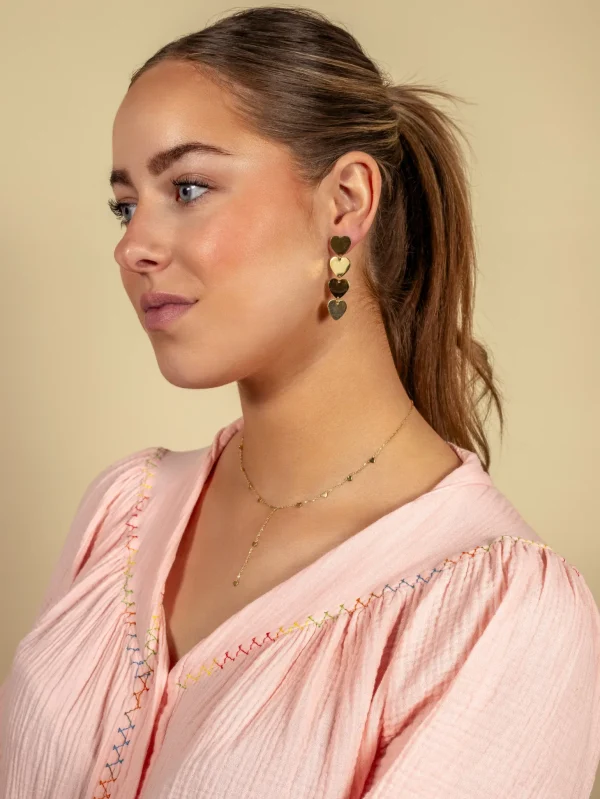 Ketting Y-vorm hartjes goud