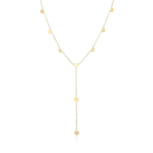Ketting Y-vorm hartjes goud