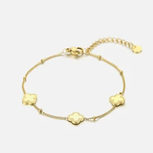 Klavertjes armband goud