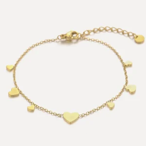 Meerdere hartjes armband goud