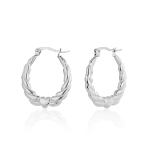 Oorbellen boog hart zilver