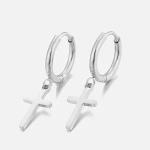 Oorbellen kruisje zilver