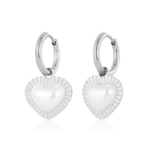 Oorbellen parel hart zilver