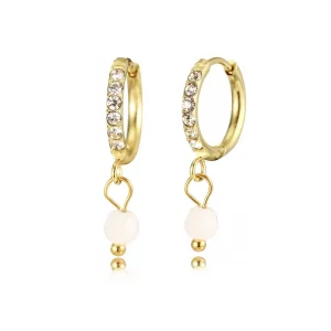 Oorring witte steentjes lux goud