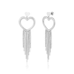 Oorsteker hangend hart zilver