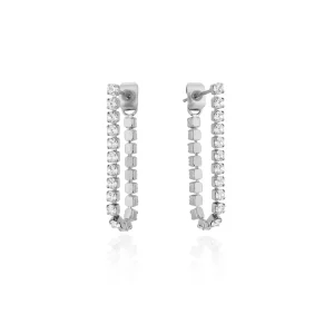 Oorsteker verbonden steentjes zilver