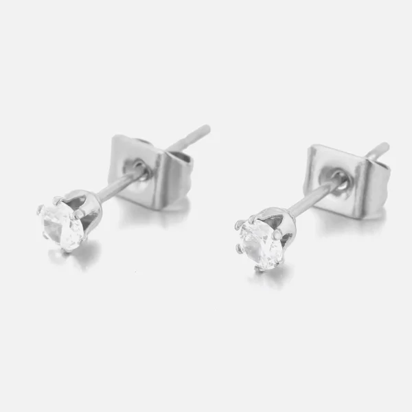 Oorstekers diamant 3mm zilver