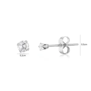 Oorstekers diamant 2mm zilver