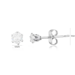 Oorstekers diamant 4mm zilver