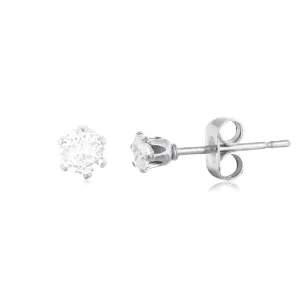 Oorstekers diamant 4mm zilver