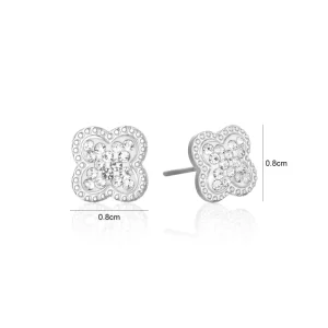 Oorstekers klaver steentjes zilver