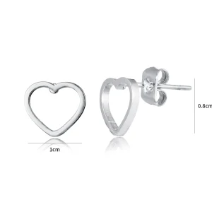 Oorstekers open hart zilver groot