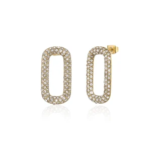 Oorstekers ovaal steentjes goud