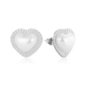 Oorstekers parel hart zilver