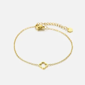 Open klavertje armband goud