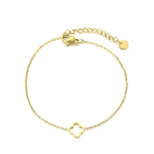 Open klavertje armband goud