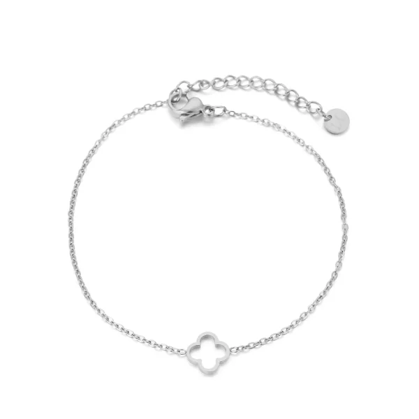 Open klavertje armband zilver