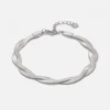 Platte gedraaide armband zilver