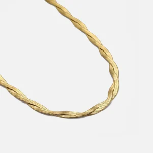 Platte gedraaide ketting goud