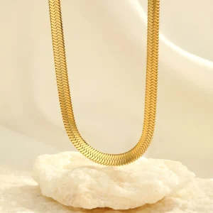 Platte ketting 6mm goud