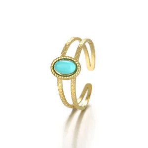 Ring blauwe steen goud