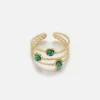 Ring three gems green goud