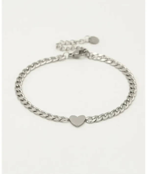 Schakelarmband hart zilver