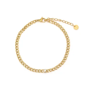 Schakelarmband steentje goud